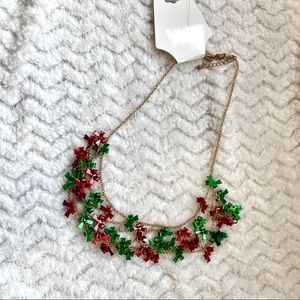 3/$15 Charming Charlie green red bows Christmas necklace
